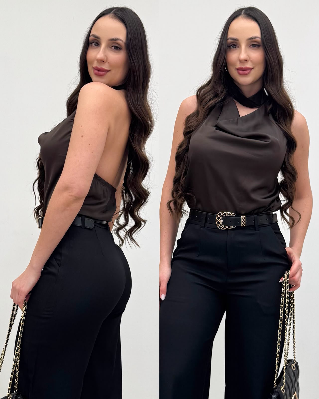 Blusa Cetim Yuna Café 135859