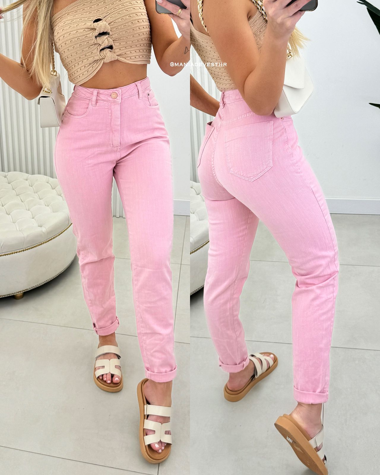 Calça Jeans Mom Alana Rosa 68531