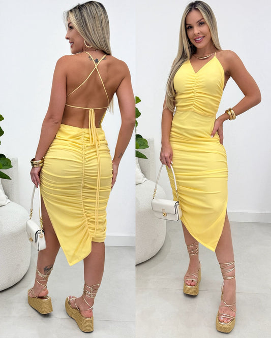 Vestido Tule Poliana Amarelo 108278