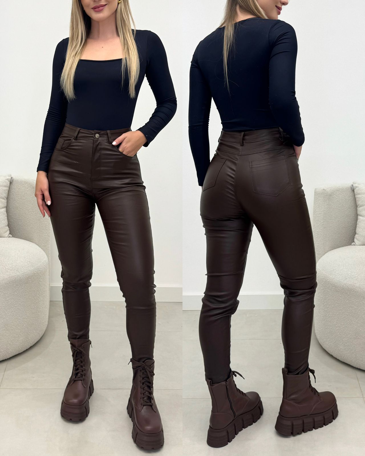 Calça Resinada Olivia Chocolate 133780