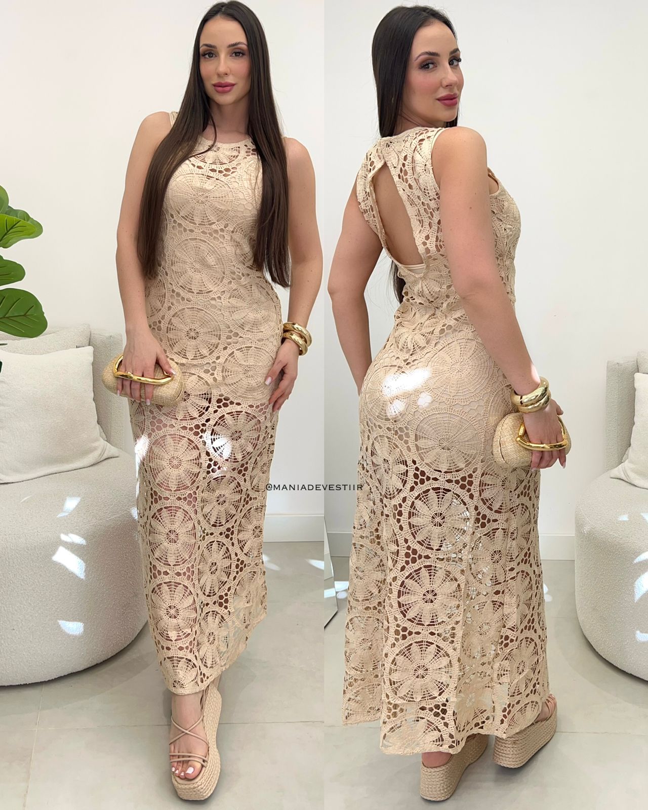 Vestido Lizi Bege 109853
