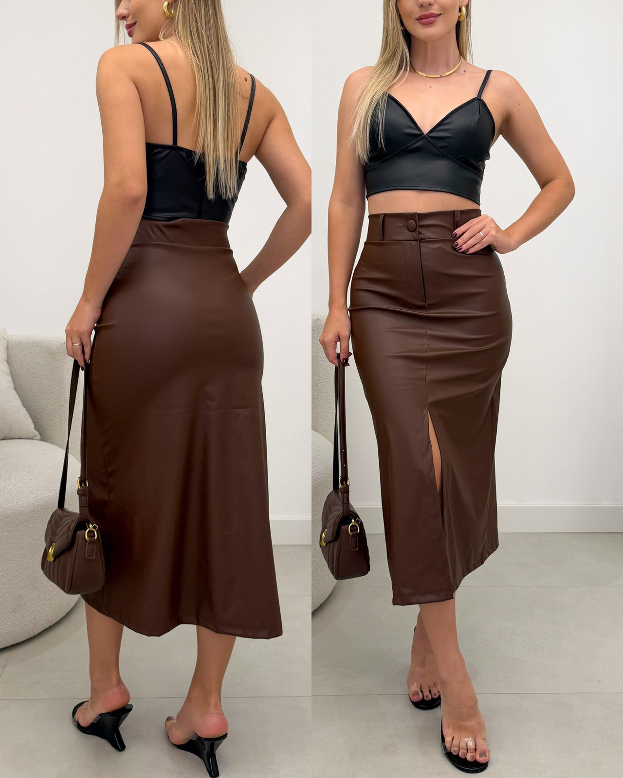 Saia Courino Helem Marrom 129302