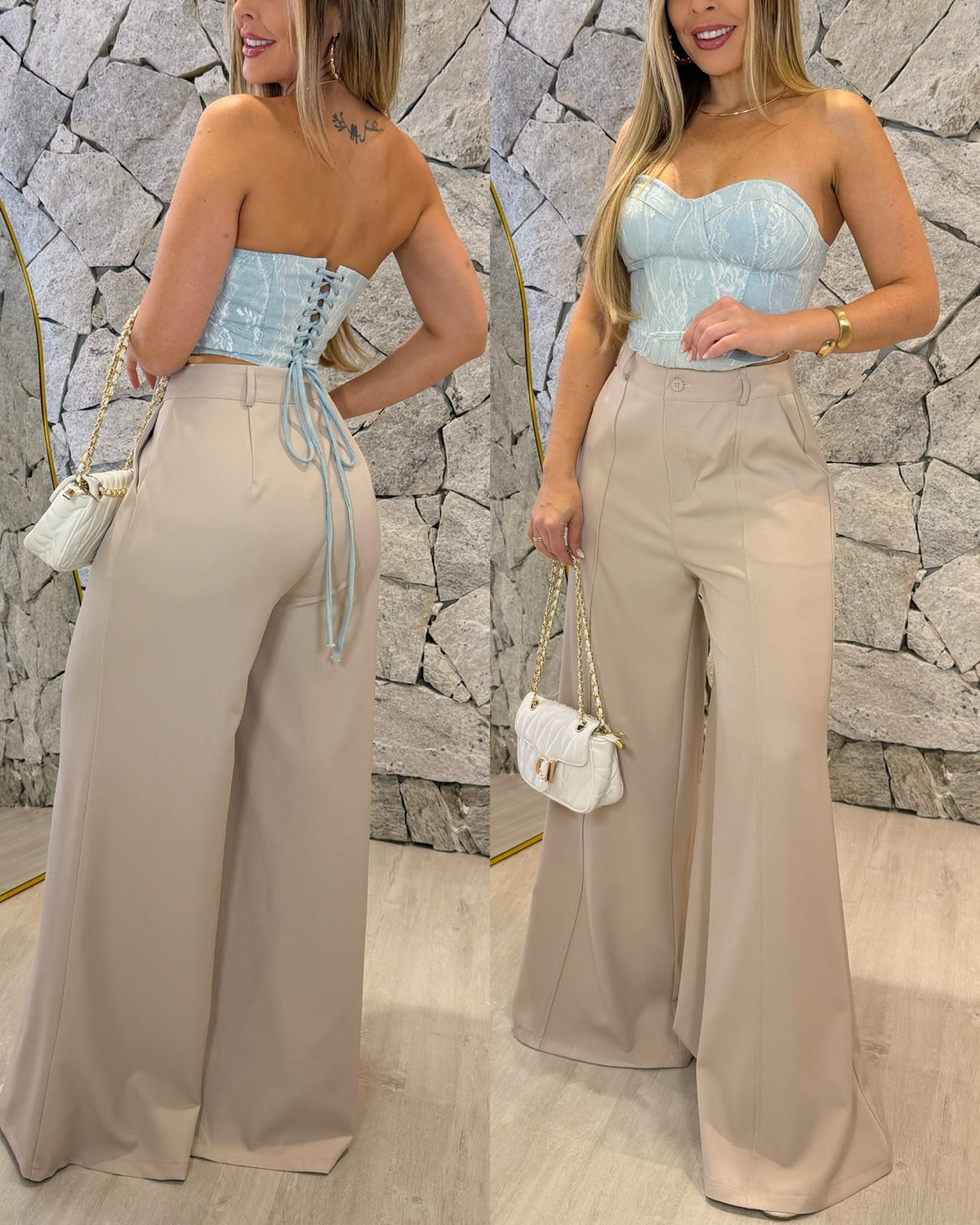 Calça Alfaiataria Beatriz Bege 136842