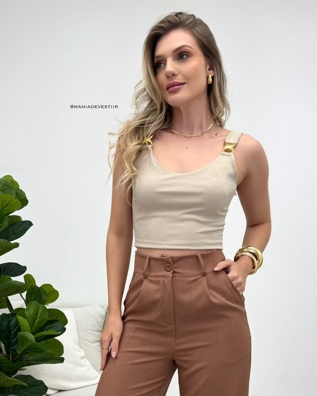 BLACK Cropped Laiane Bege 116298