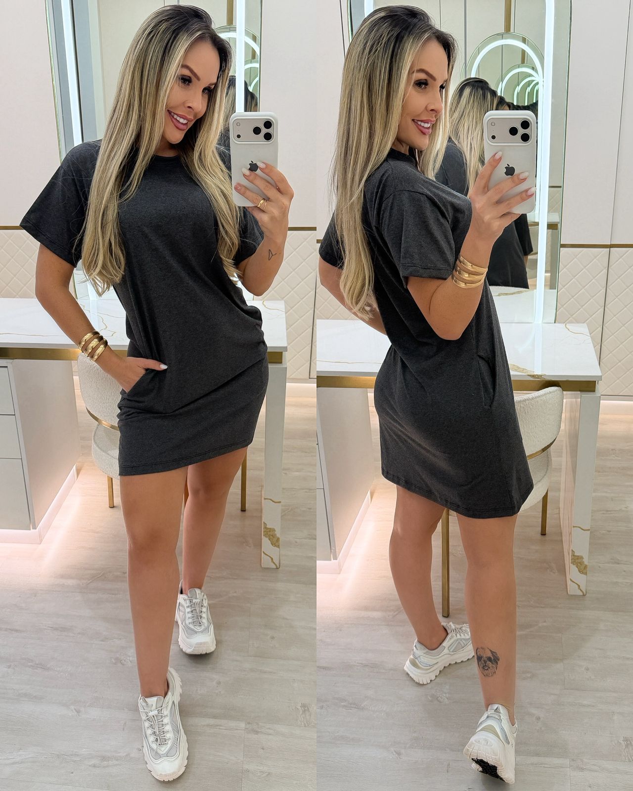 BLACK Vestido Felicia Cinza Escuro 116612