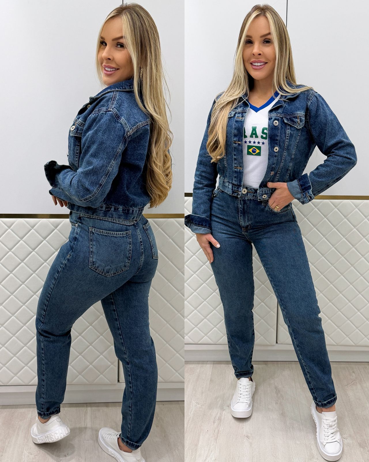 N*e様 arulee v-collar denim jacket Jaqueta Jeans Nexo Ariel 134645 – Mania de Vestir