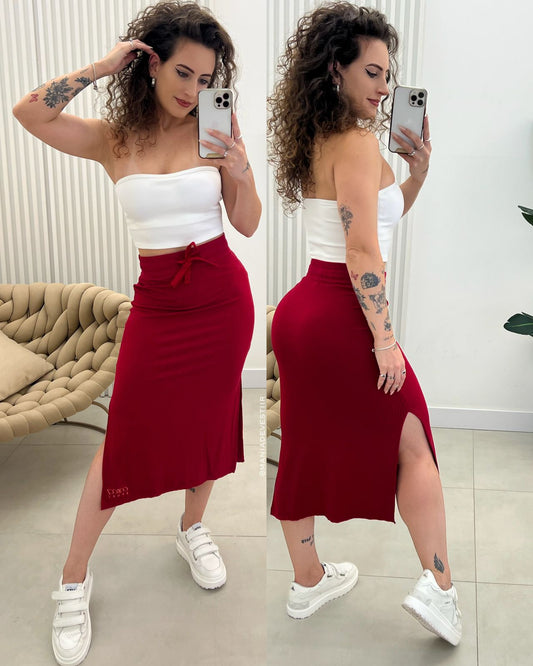 Saia Canelada Colcci Vermelha 93203