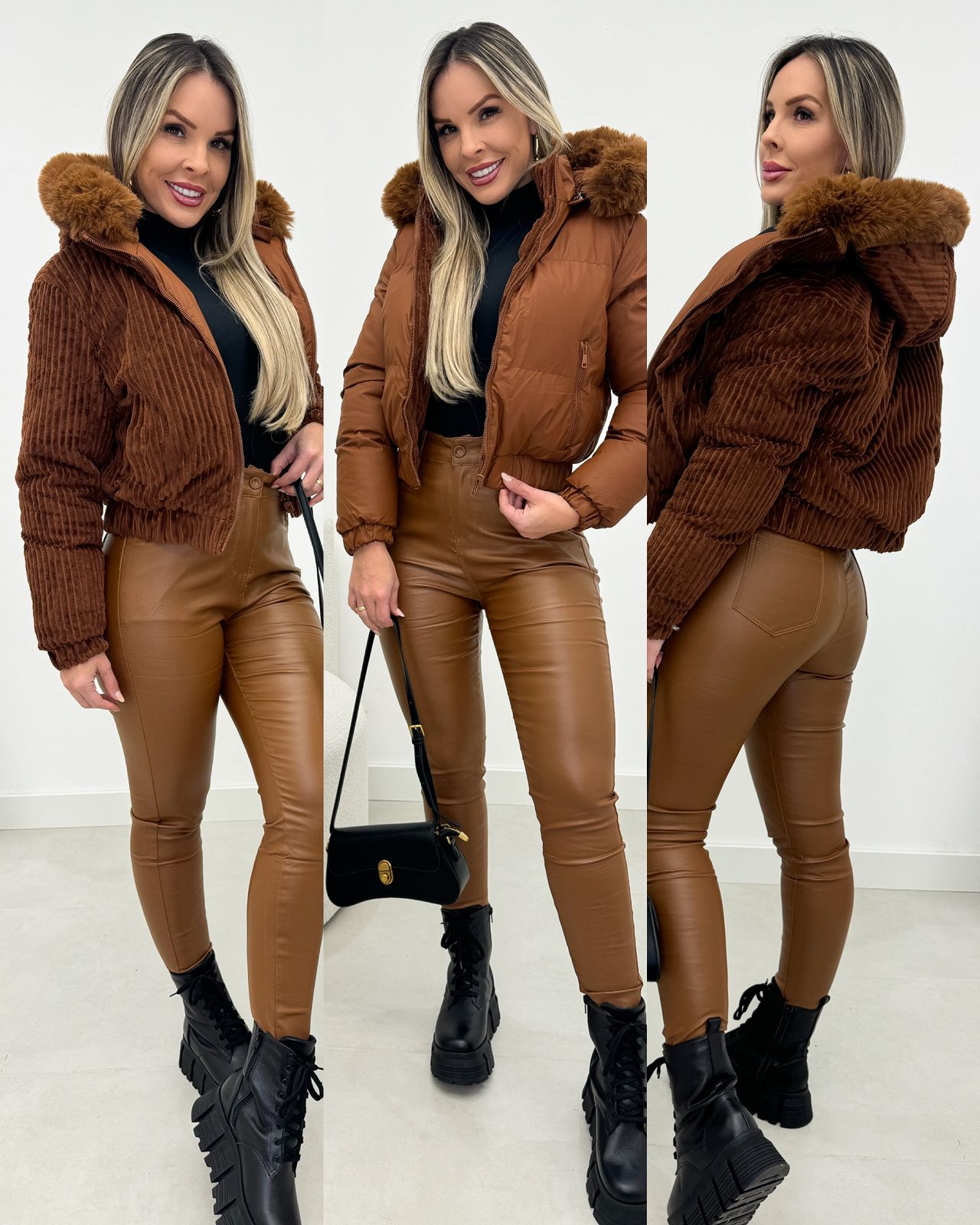 Jaqueta Puffer Eliana Marrom 102780