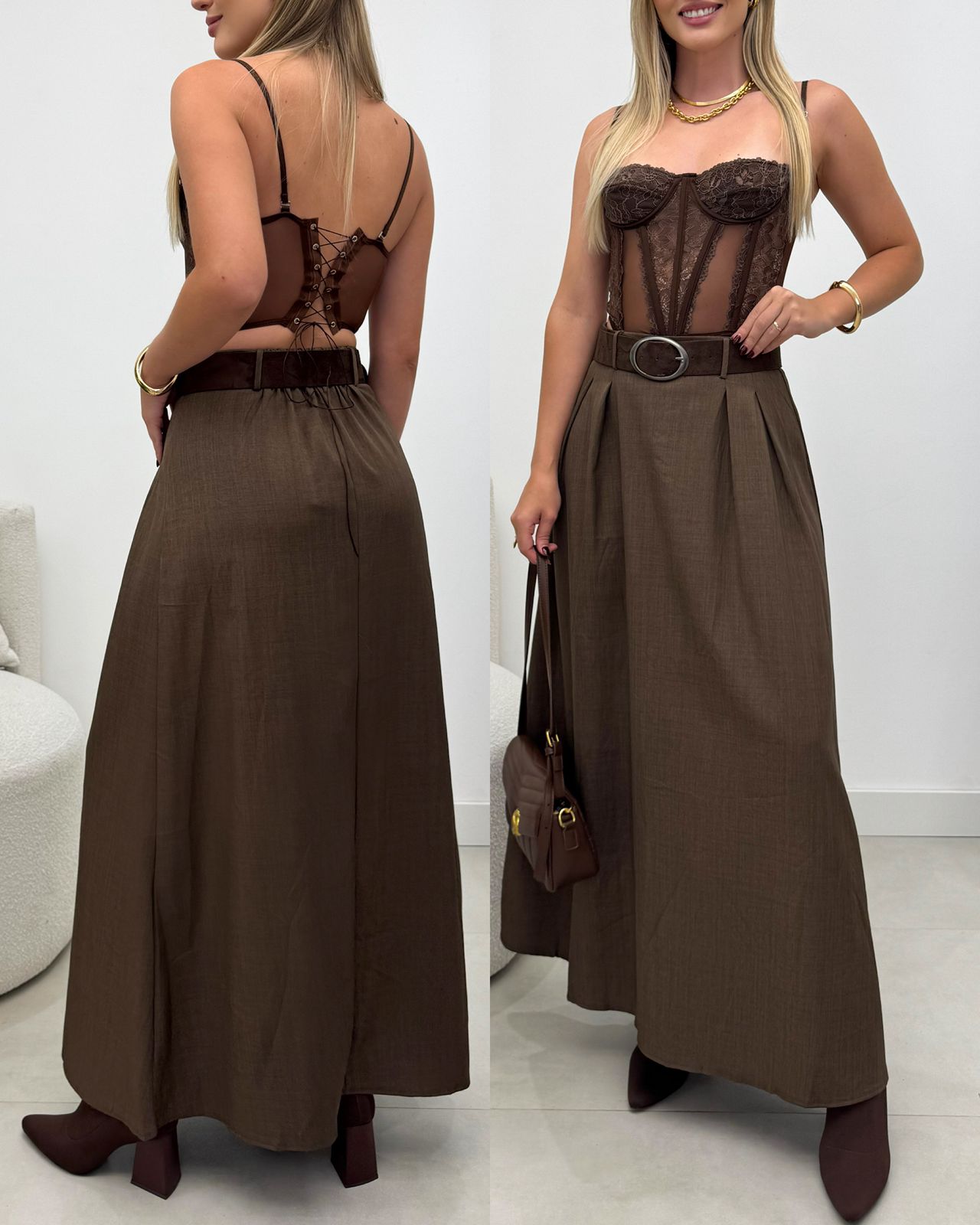 Saia Cleusa Marrom 129414