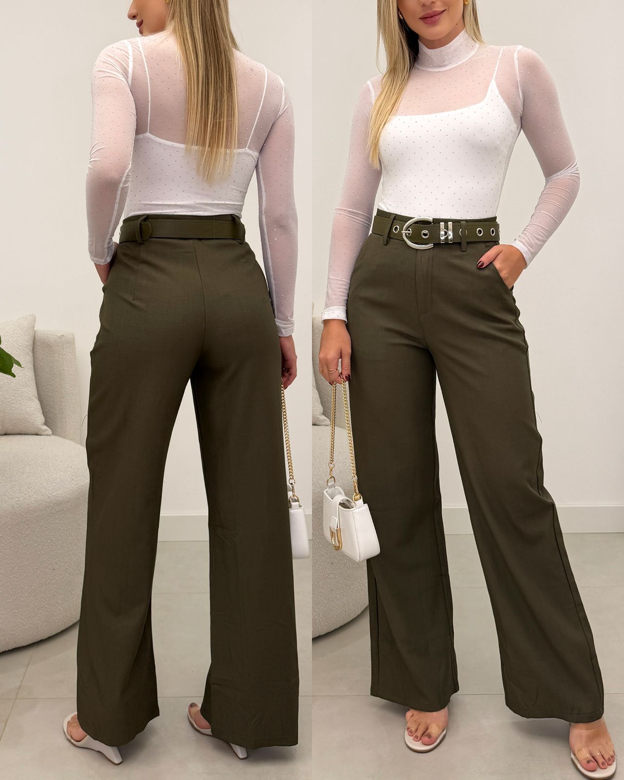 Calça Pantalona Isis Verde 127997