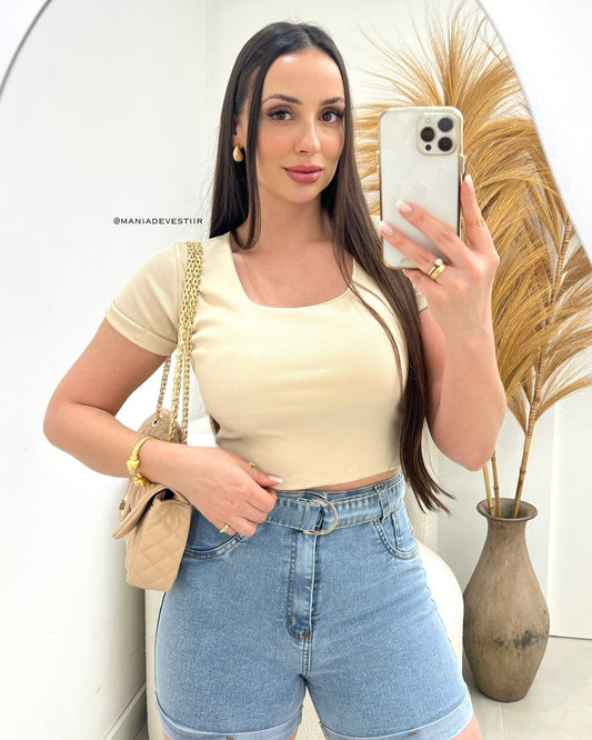 Cropped Kassiane Bege Claro 113433