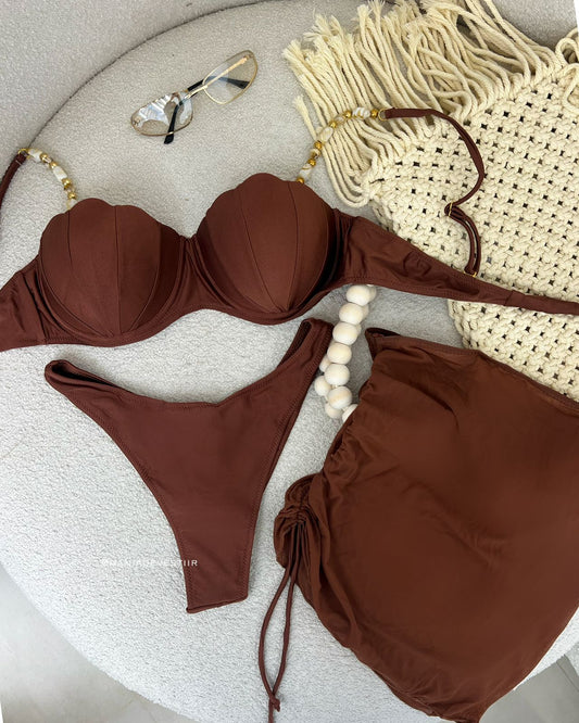 Biquíni 3 Peças Abigail Marrom 113278