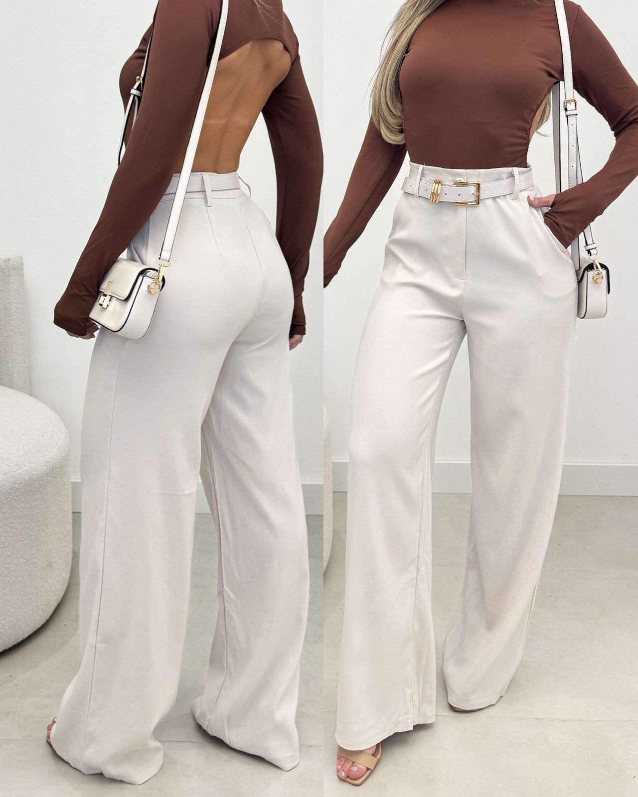 Calça Pantalona Melissa Creme 103429