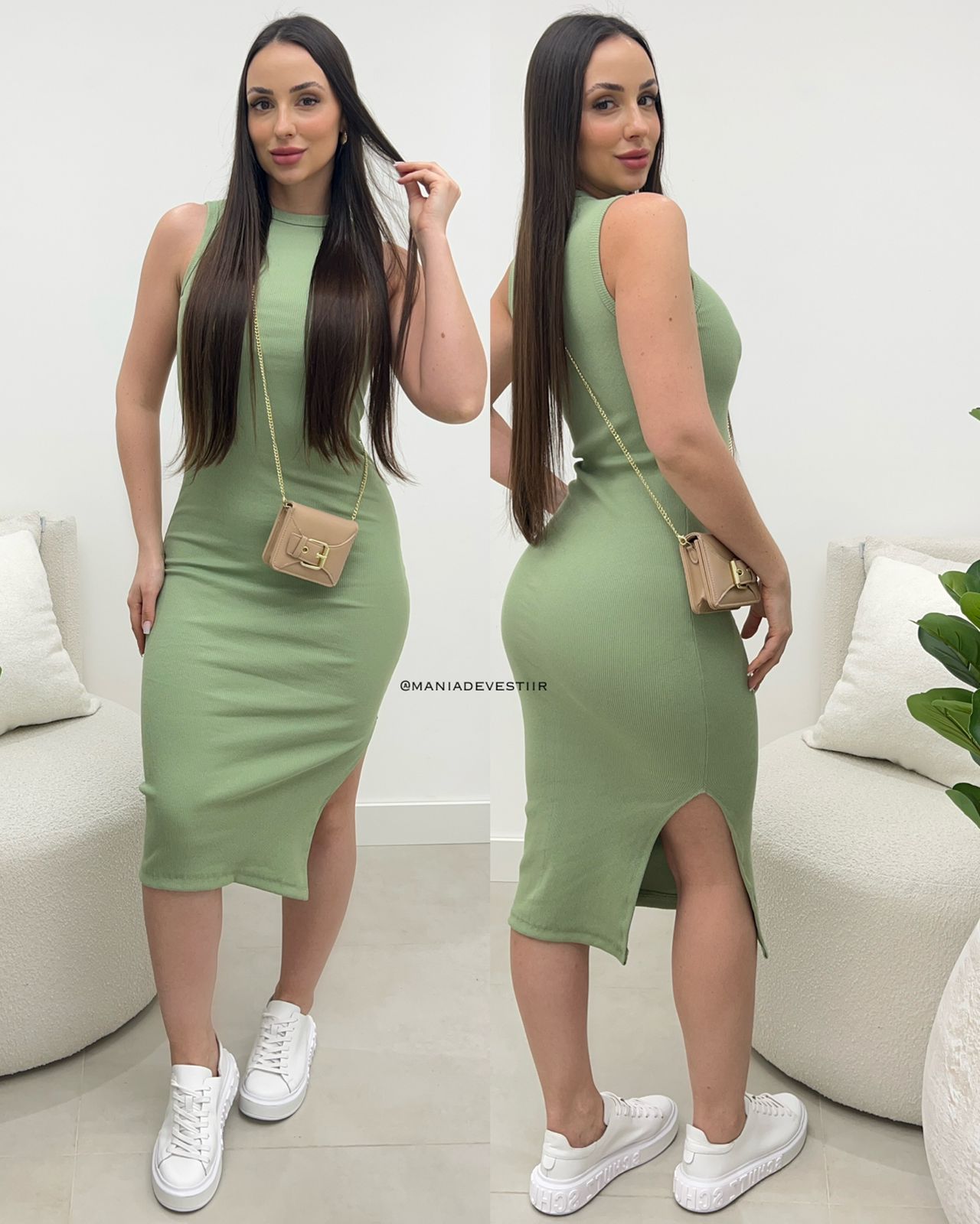 Vestido Canelado Dafini Verde 109797