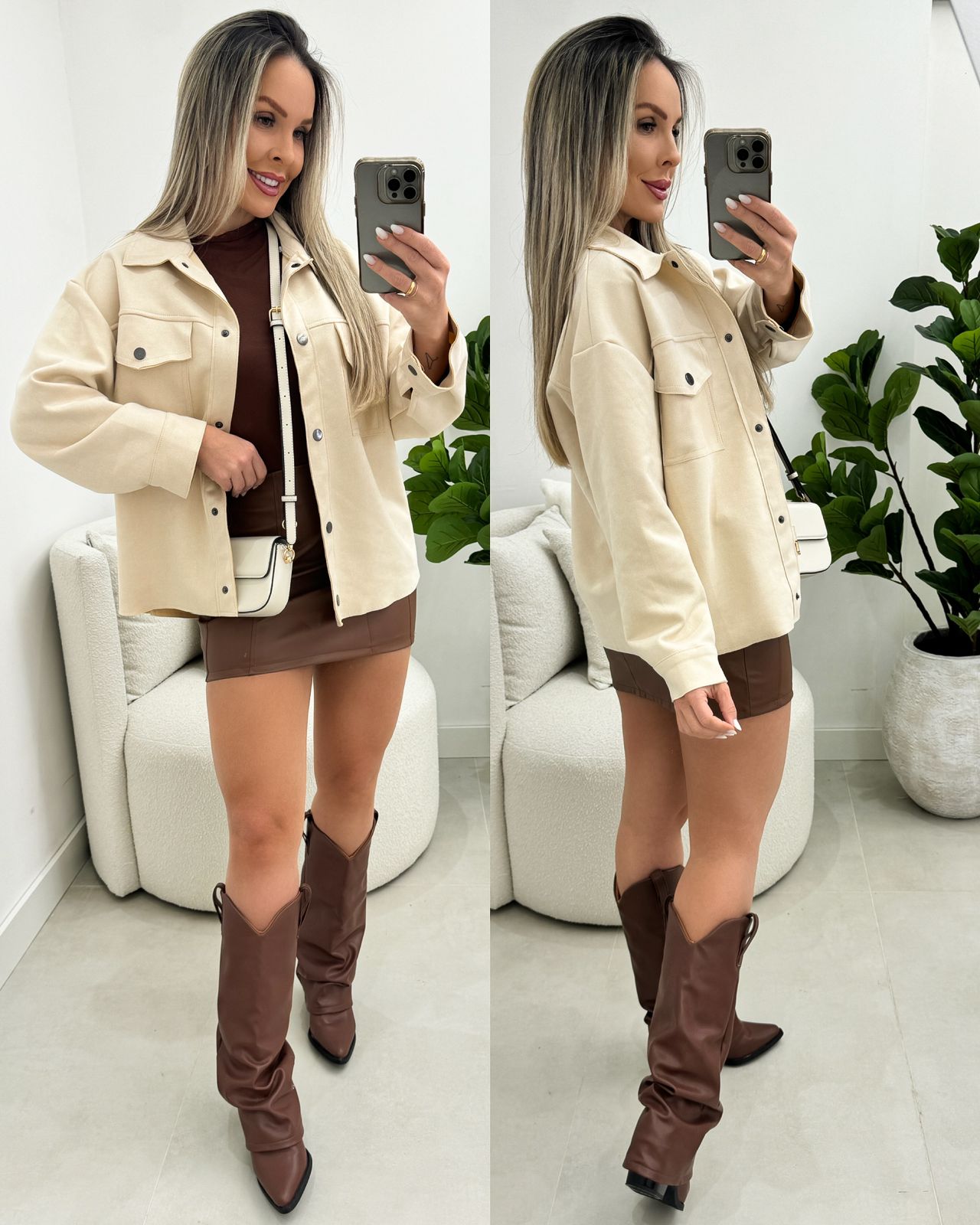 Camisa Suede Kaori Creme 102962