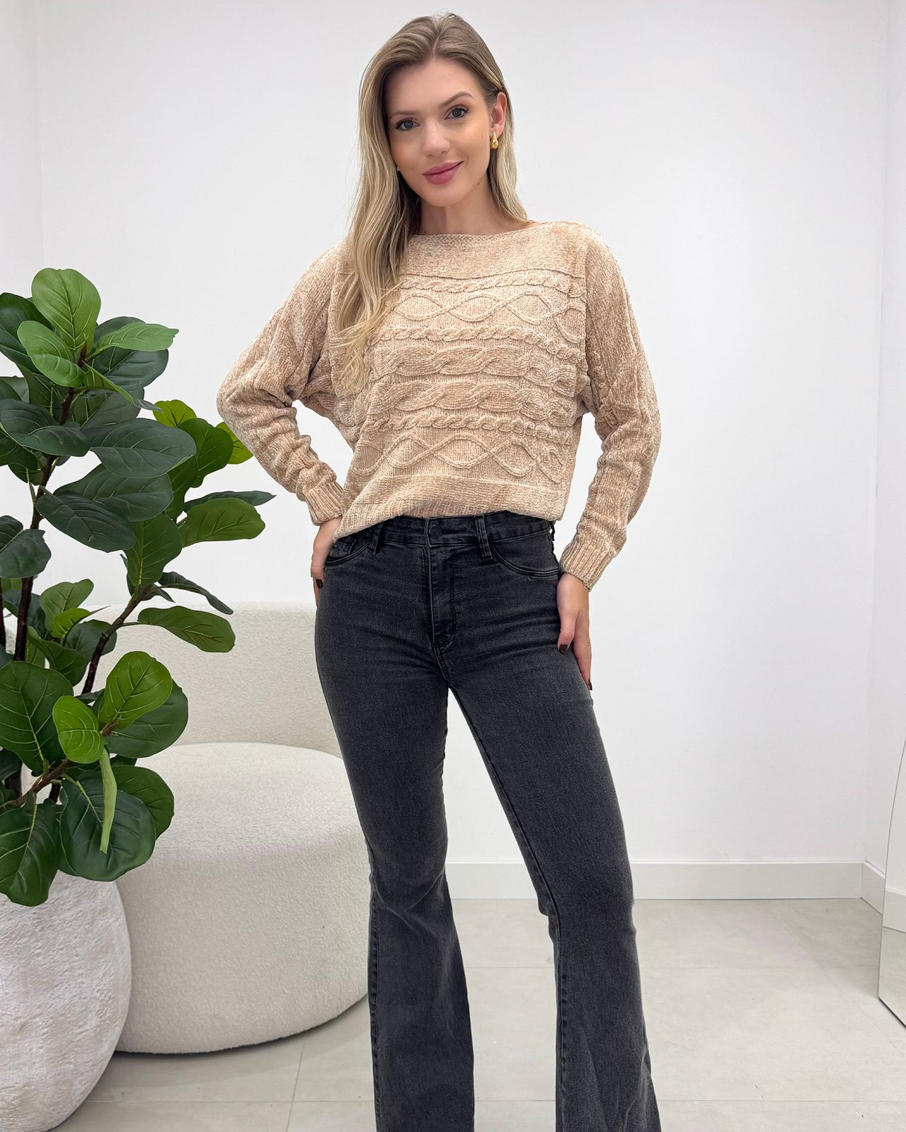 Blusa Trico Liandra Bege Claro 133888