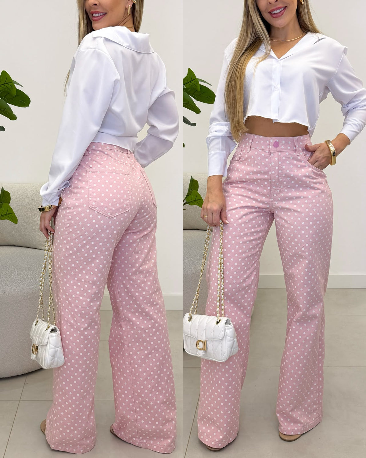 Calça Jeans Nexo Poá Rosa Vanderleia 137038