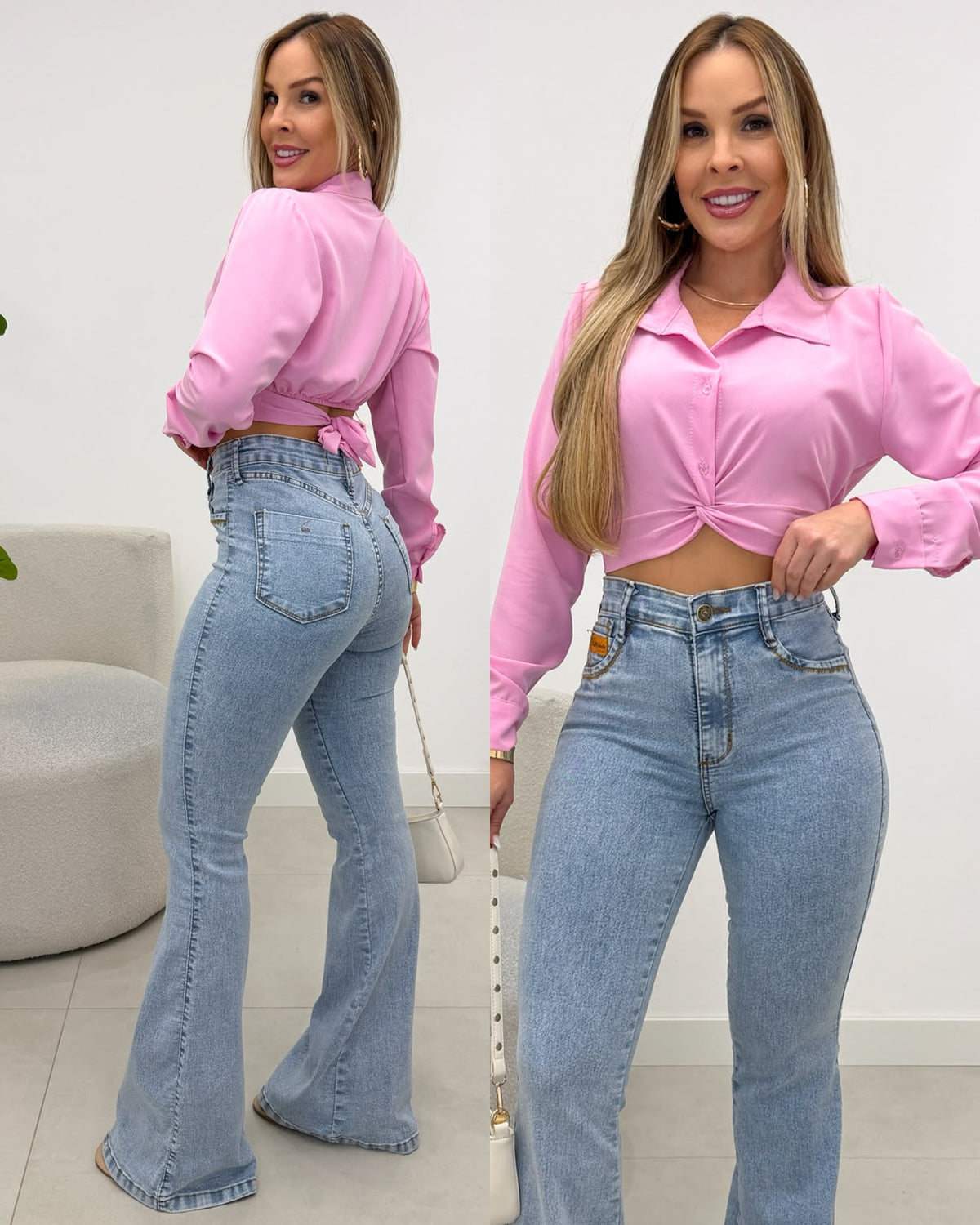 Cropped Camisa Mirela Rosa 136681
