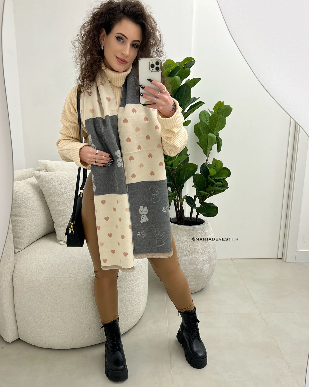 Lenço Isolde Cinza/Creme 102832