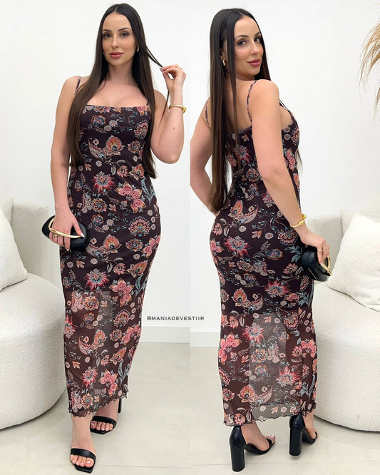 Vestido Margot Marrom Flower 113521