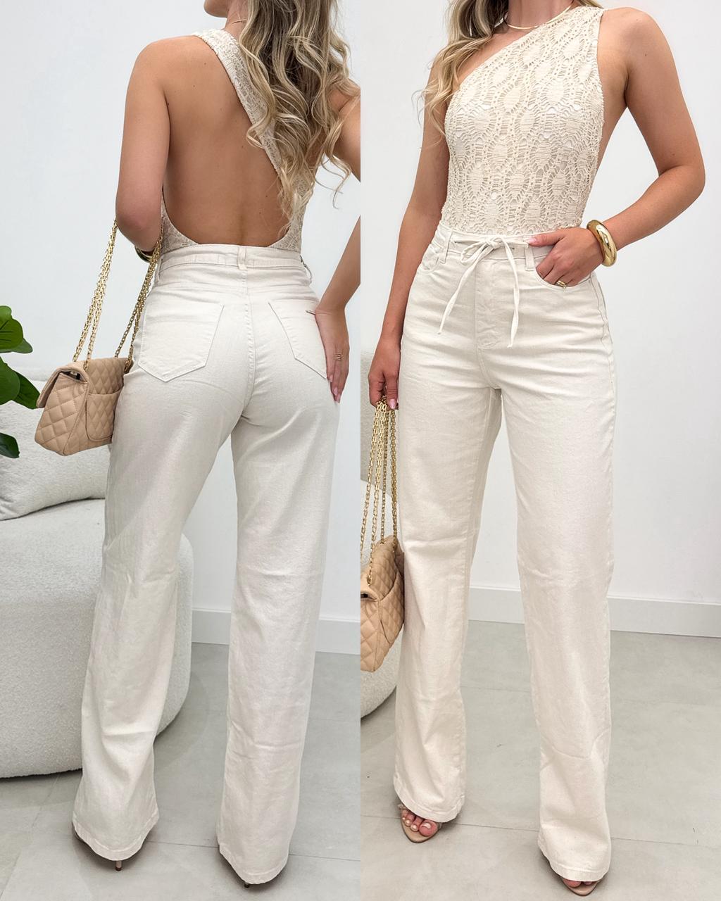 Calça Jeans Conciência Barbara Creme 113688