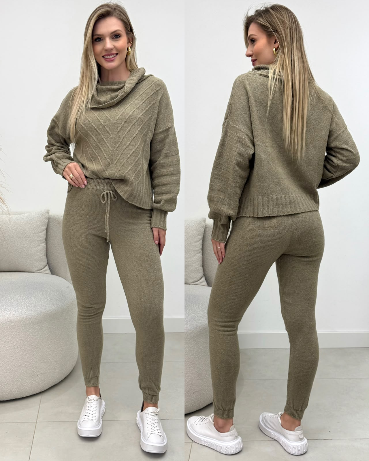 Conjunto Tricô Jenifer Bege Escuro 135297
