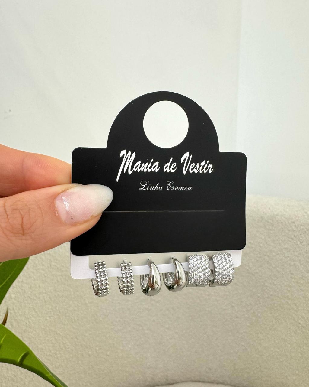 Kit de Brincos Mania Essenza Prata 137160