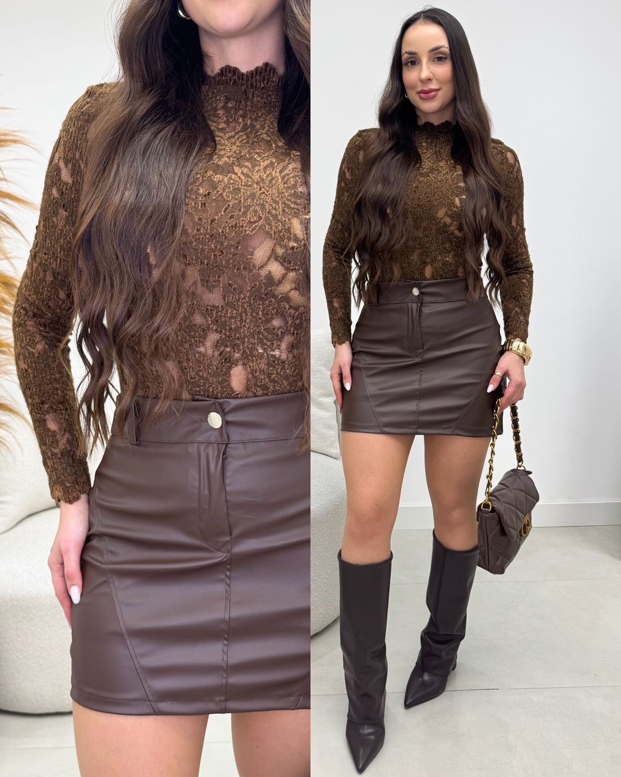 Blusa Renda Lauana Marrom 134667