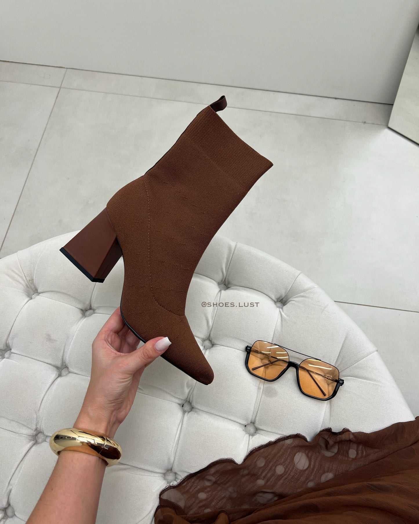 Bota Knit Lust Shoes Lavinia Marrom – 91127