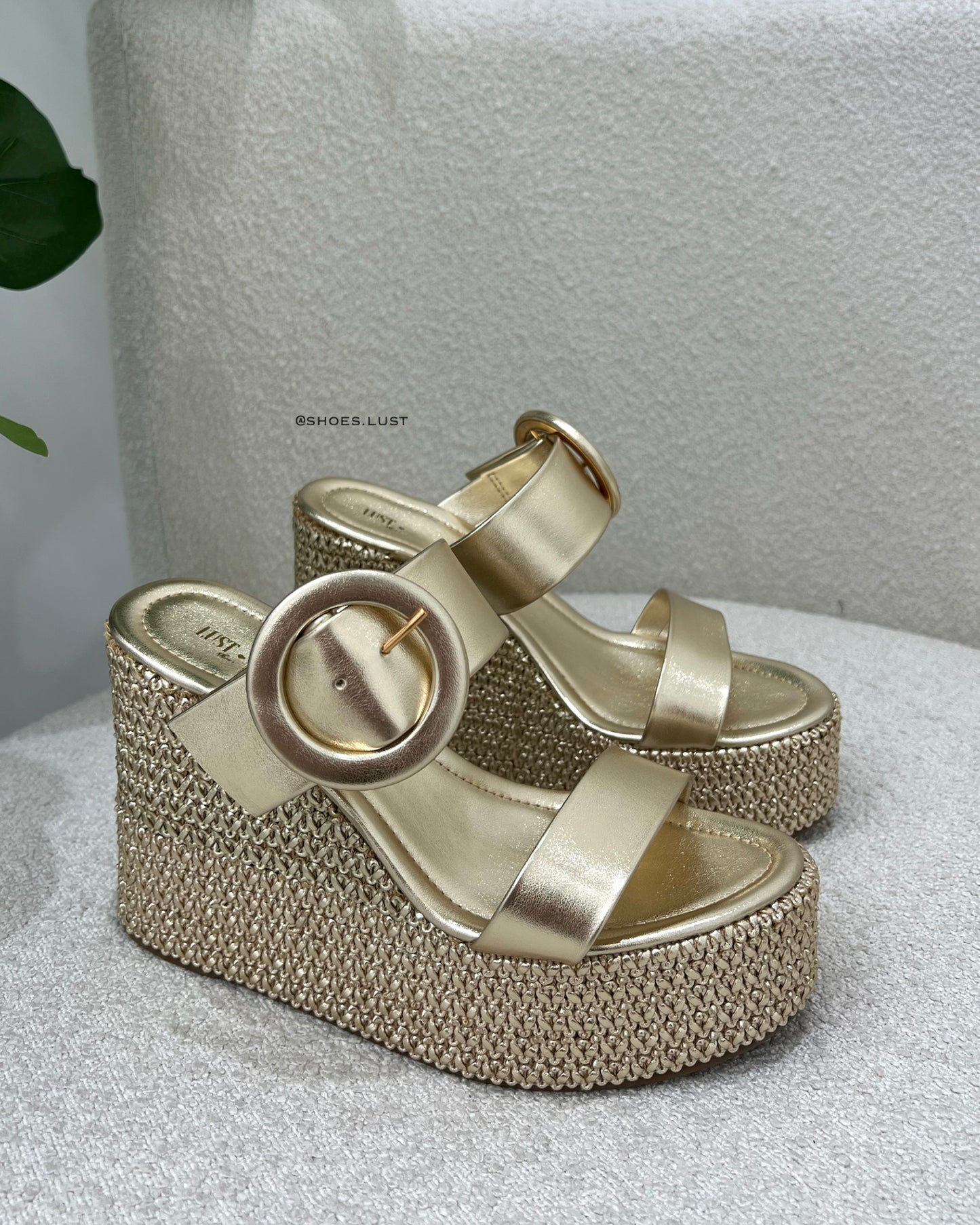 Tamanco Anabela Lust Shoes Miami Ouro Ligth – 116697