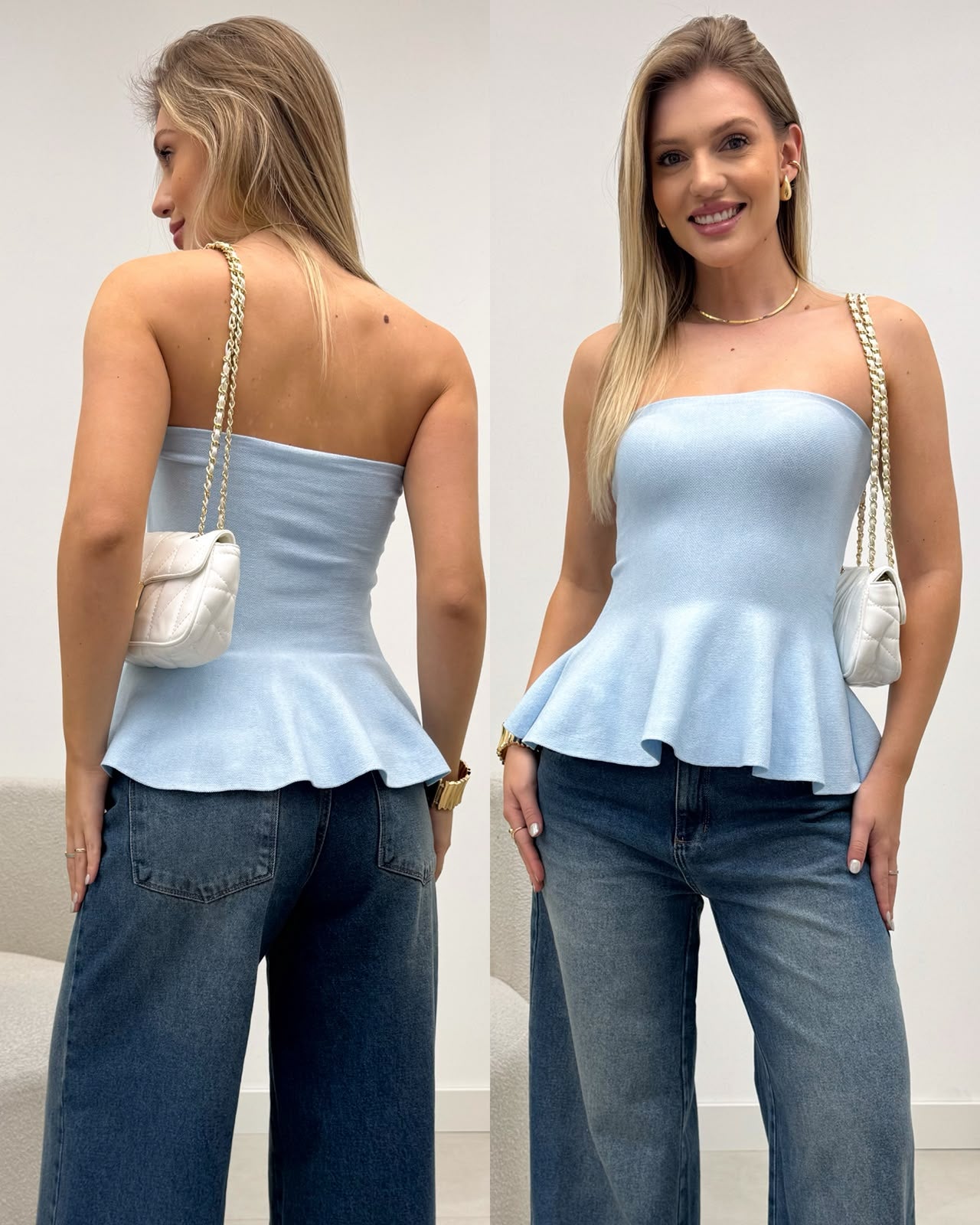 Blusa Peplum Luana Azul 136179