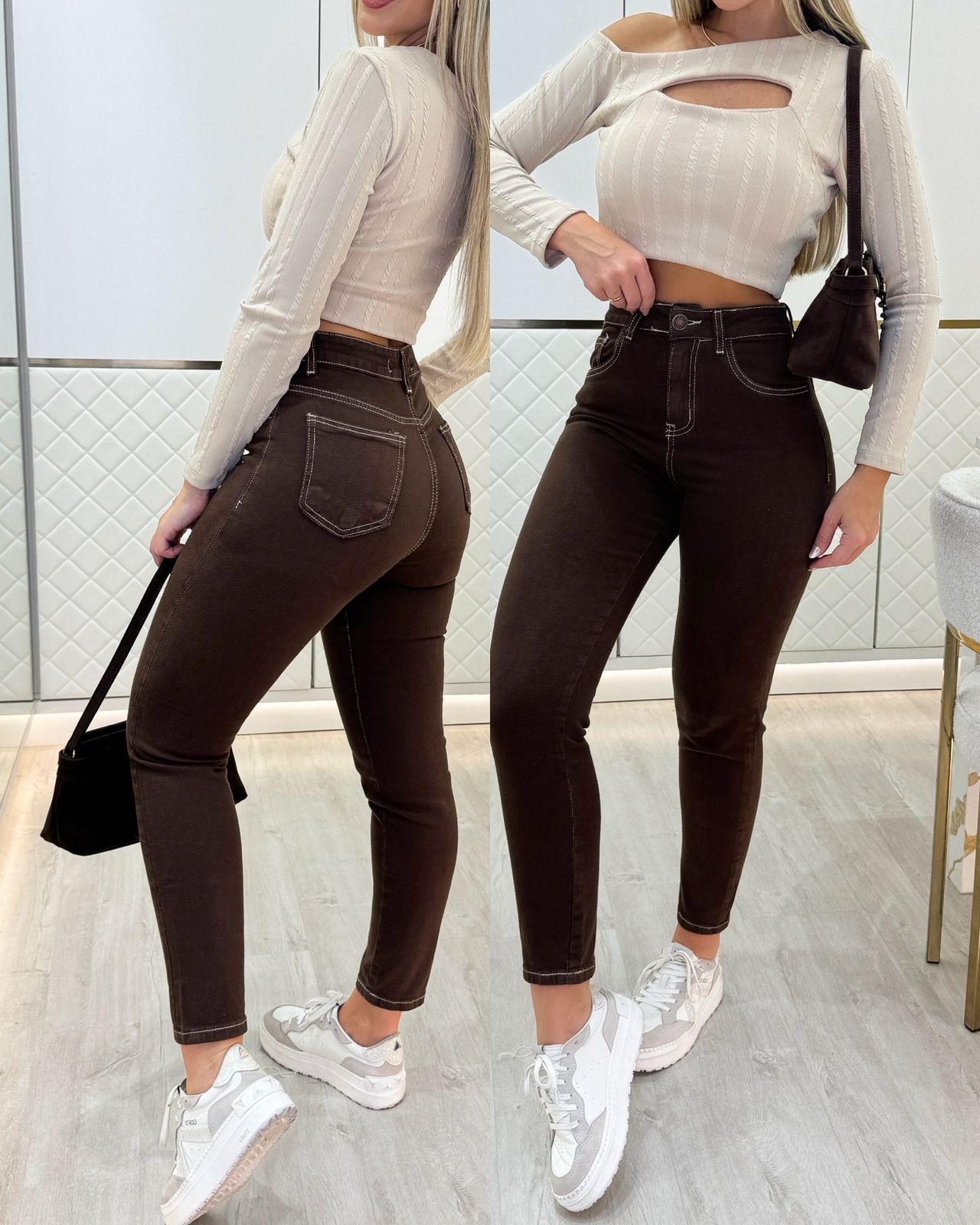 Calça Jeans Delavê Scarlet Marrom 95950