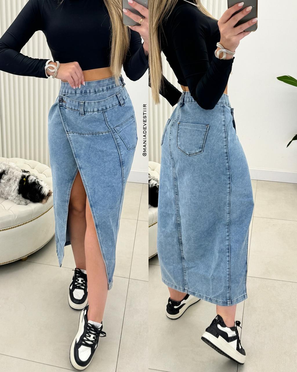 Saia Midi Jeans Beatrice 64279