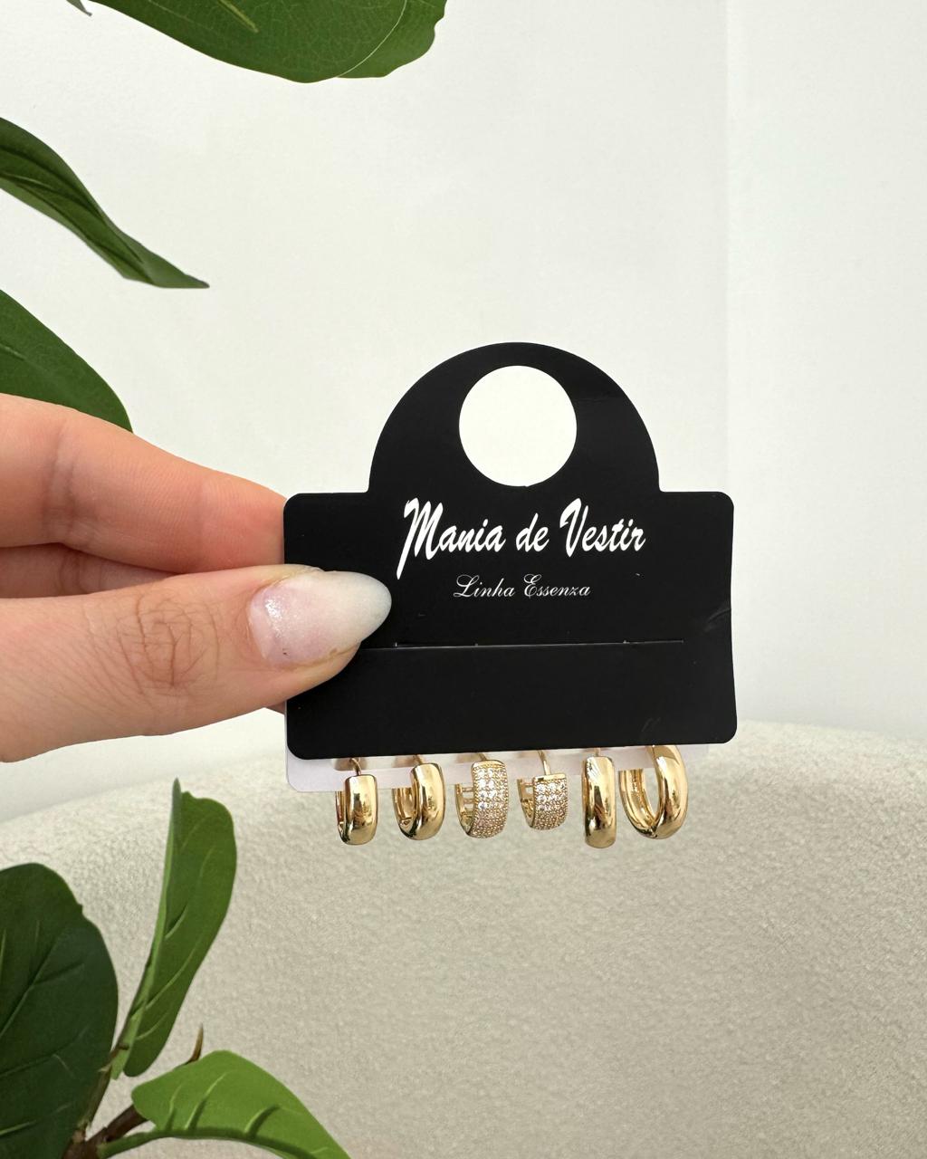 Kit de Brincos Mania Essenza Dourado 137153