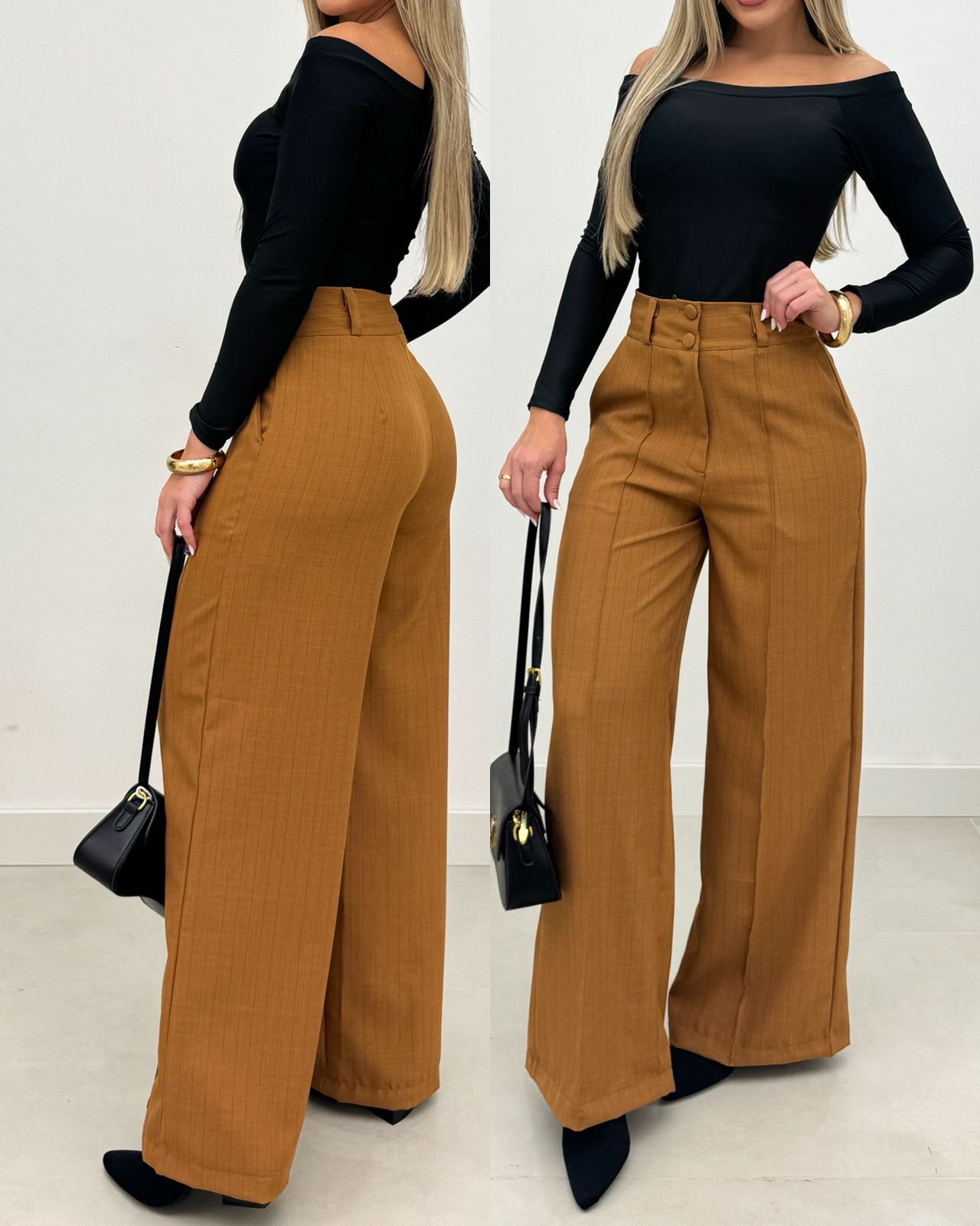 Calça Risca Giz Marrom 102850