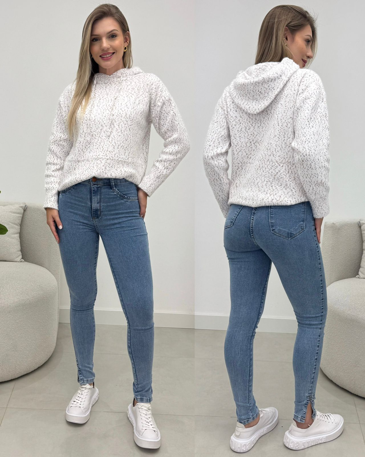 Blusa Tricô Neiva Branca/Chocolate 133767