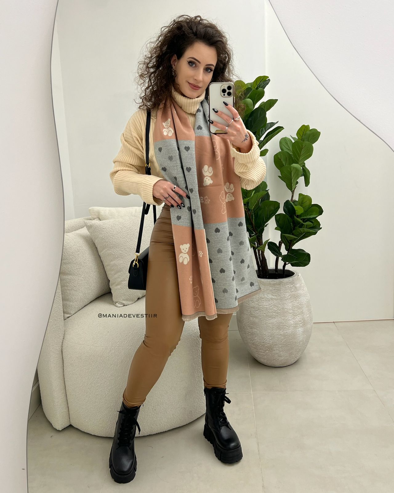 Lenço Isolde Cinza/Creme 102832