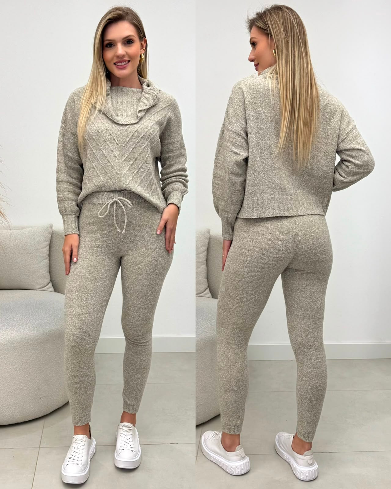 Conjunto Tricô Jenifer Bege Claro 135295