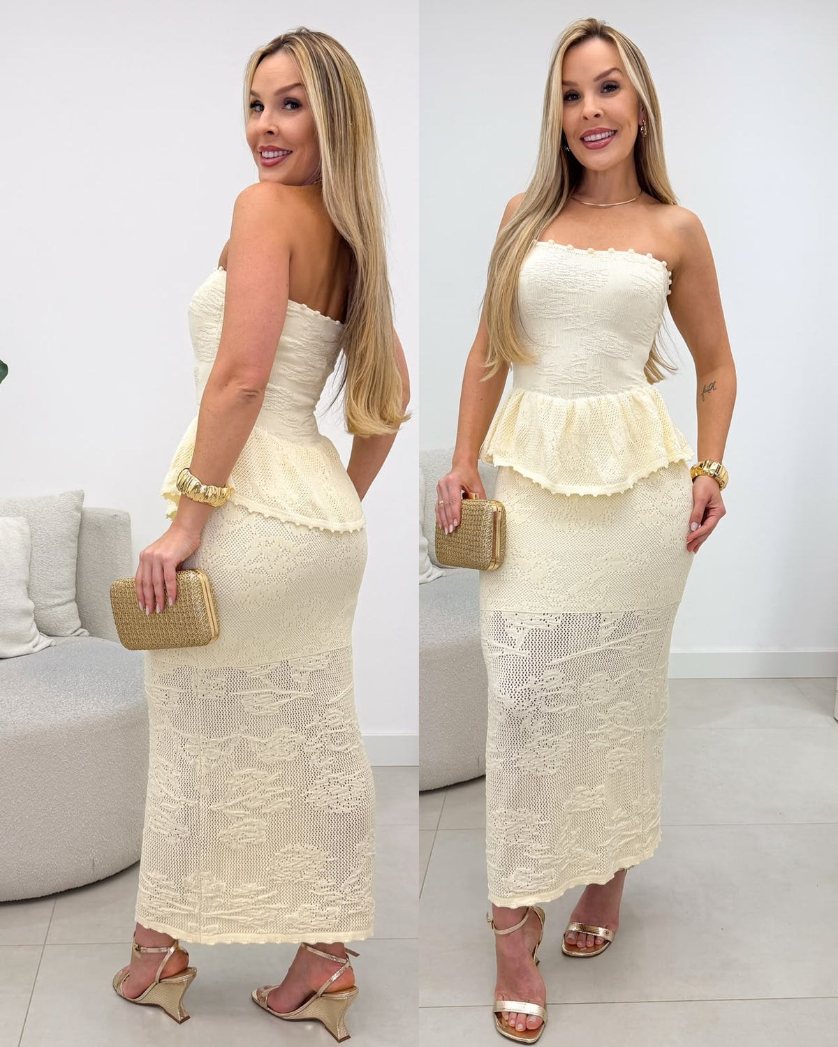 Vestido Tricô Magda Amarelo Manteiga 137936