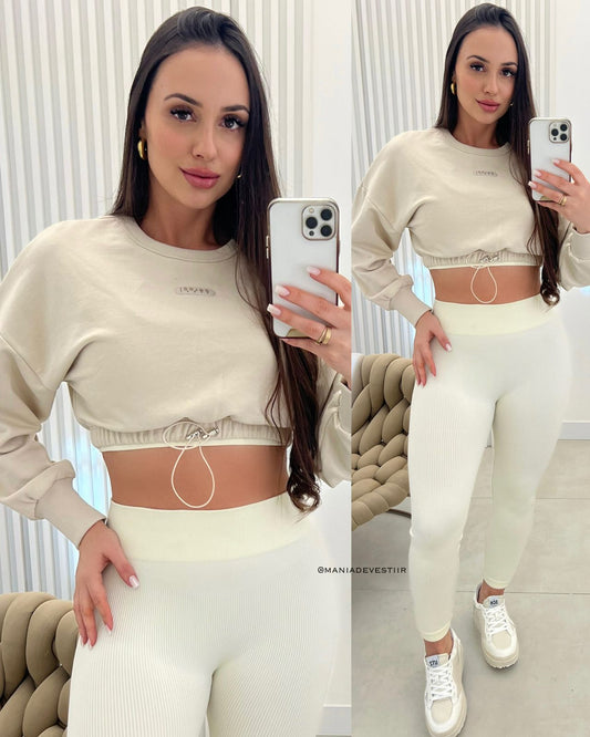 Cropped Moletom Colcci Bege 93195