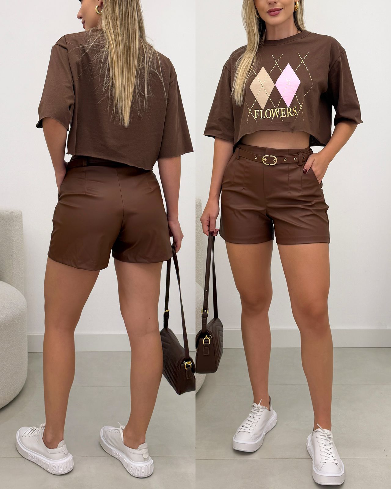 Shorts Courino Debora Marrom 129254