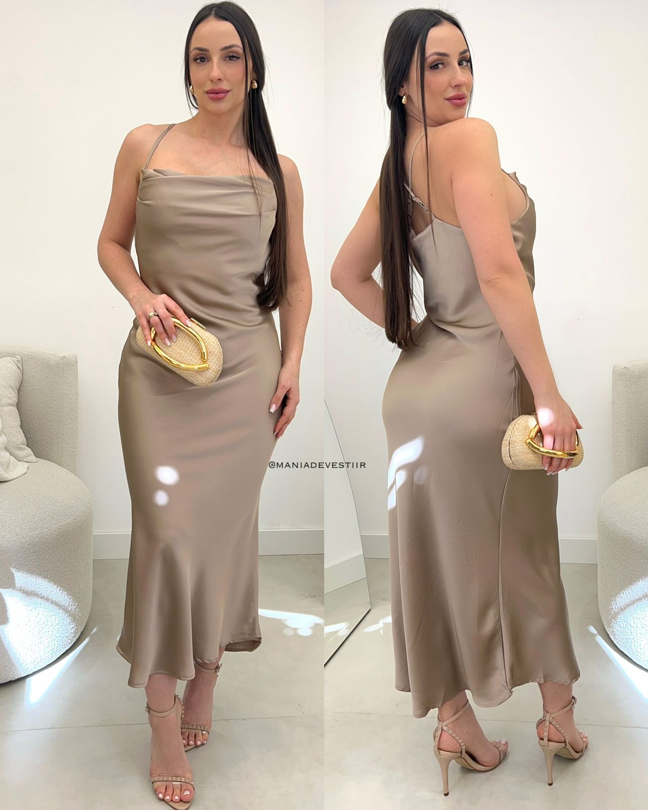 Vestido Cetim Maria Cappuccino 110039