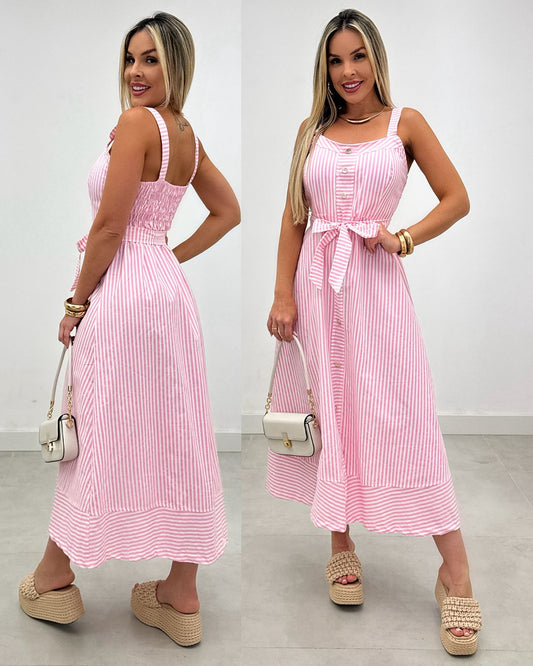 Vestido Listrado Luiza Rosa 108265