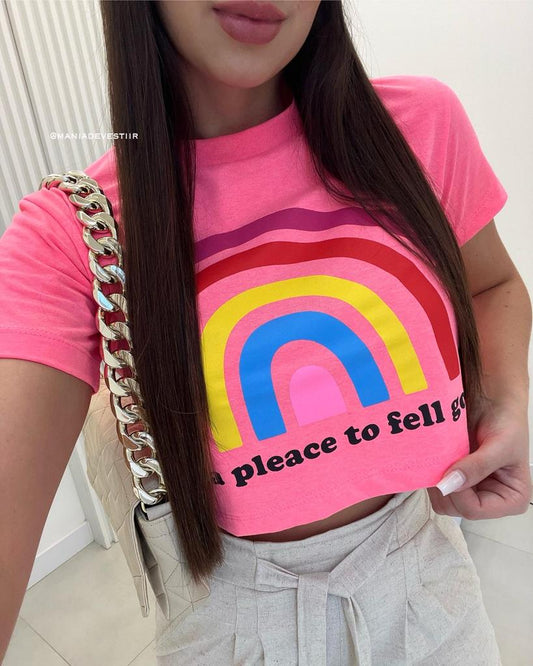 Cropped Find A Peace Rosa Neon 33036