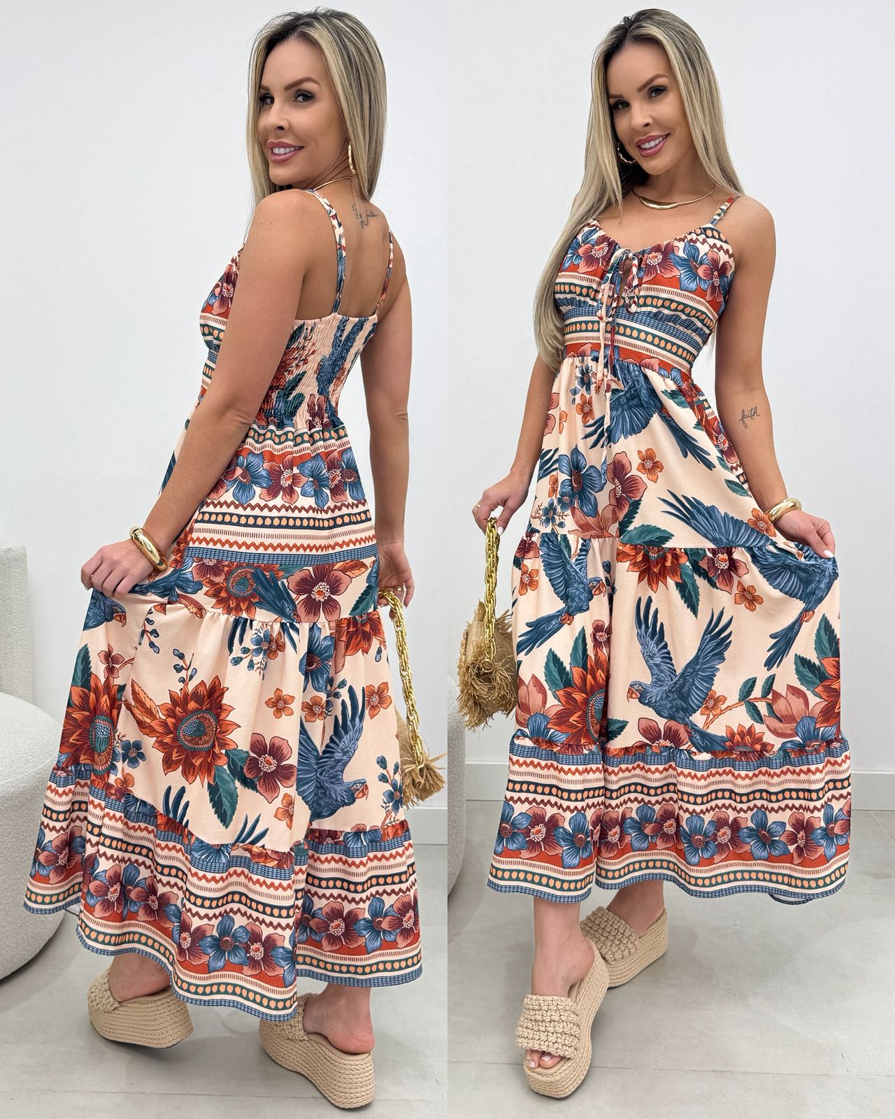 Vestido Kaline Creme Floral 106966