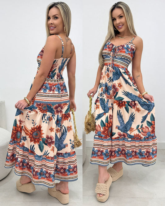 Vestido Odete Creme Floral 106966