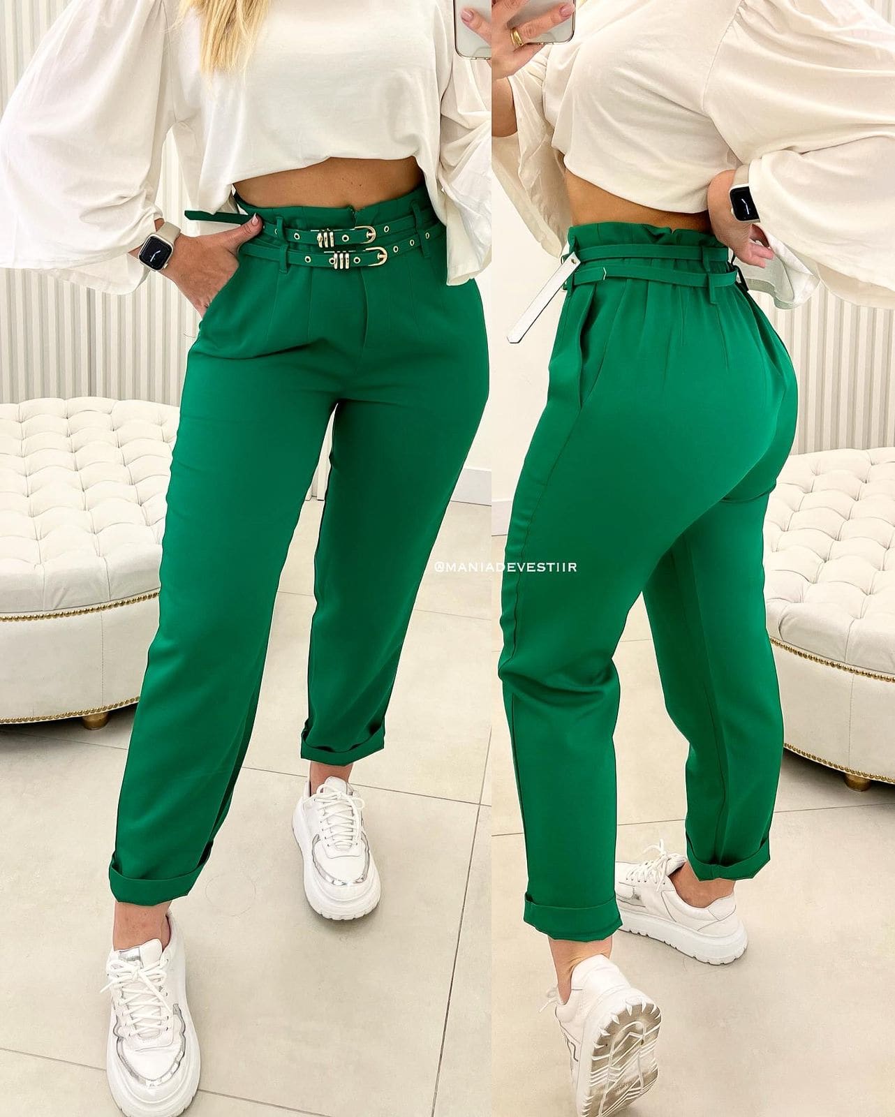calça cinto duplo ellie verde 28744
