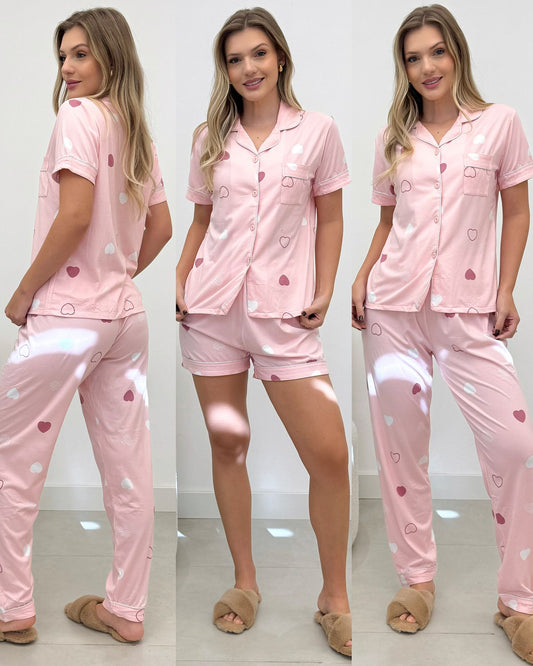 Pijama Três Peças Ingrid Rosa 133846