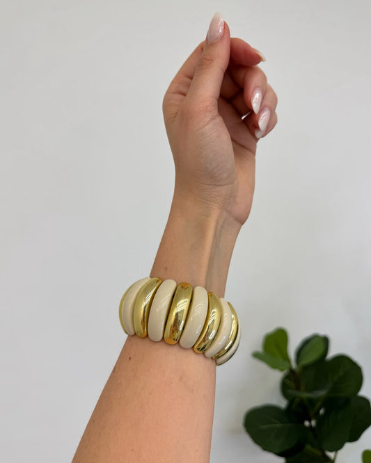 Bracelete Mania Essenza Creme/Dourado 137021