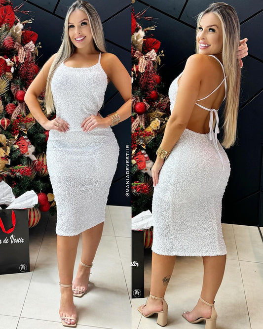 Vestido Paetê Gaby Branco 32582